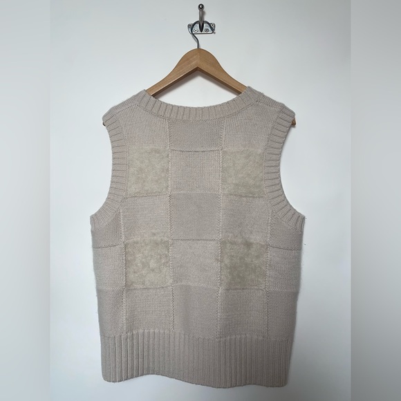 COS Wool Mohair Textured Checker Patch Sweater Vest - Picture 3 of 9